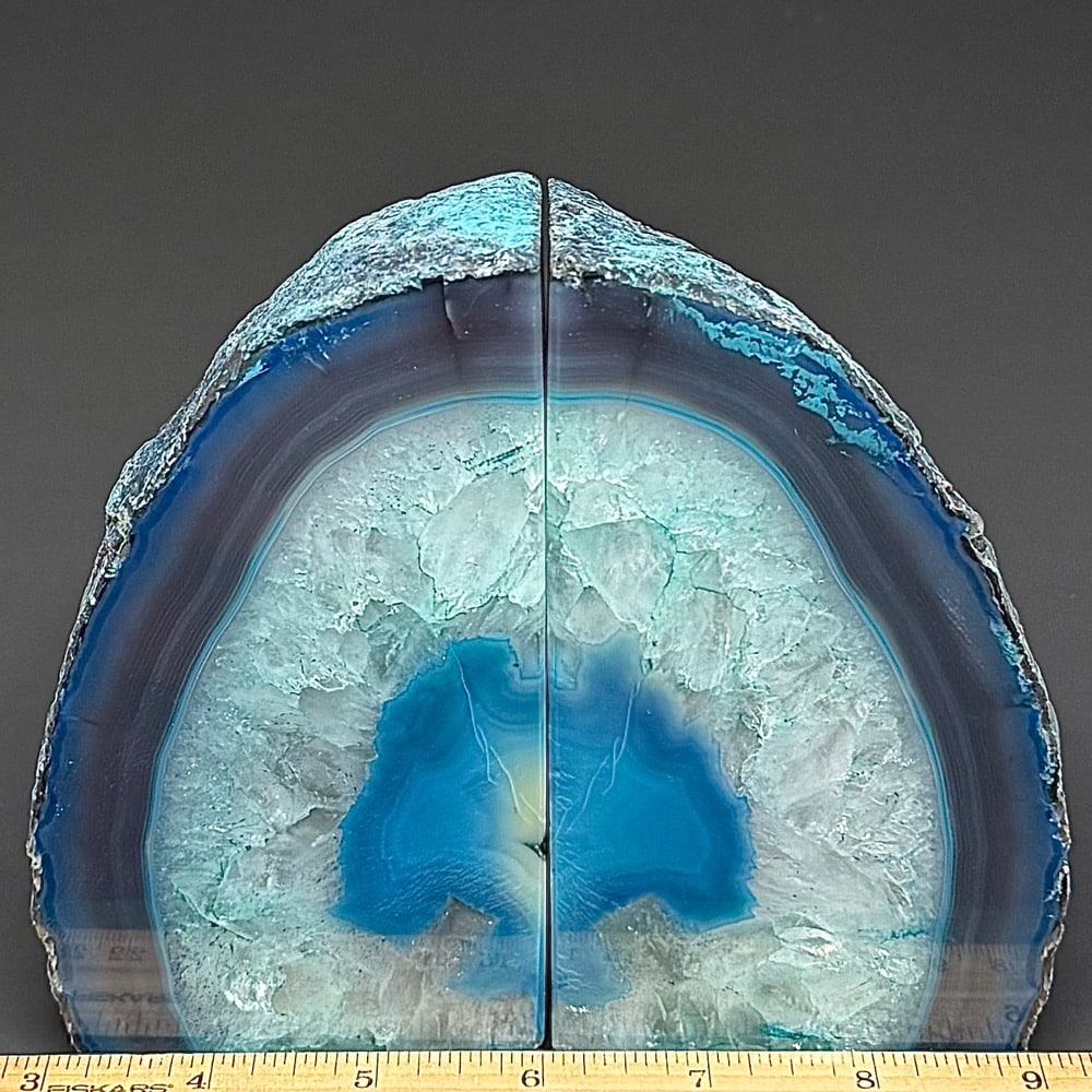 BK107 Teal/Blue Brazilian Agate Bookends - Image 2