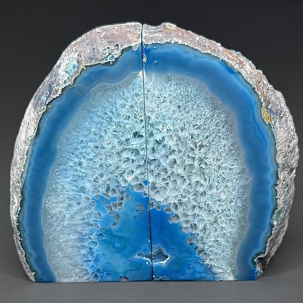 BK203 Blue Brazilian Agate Bookends