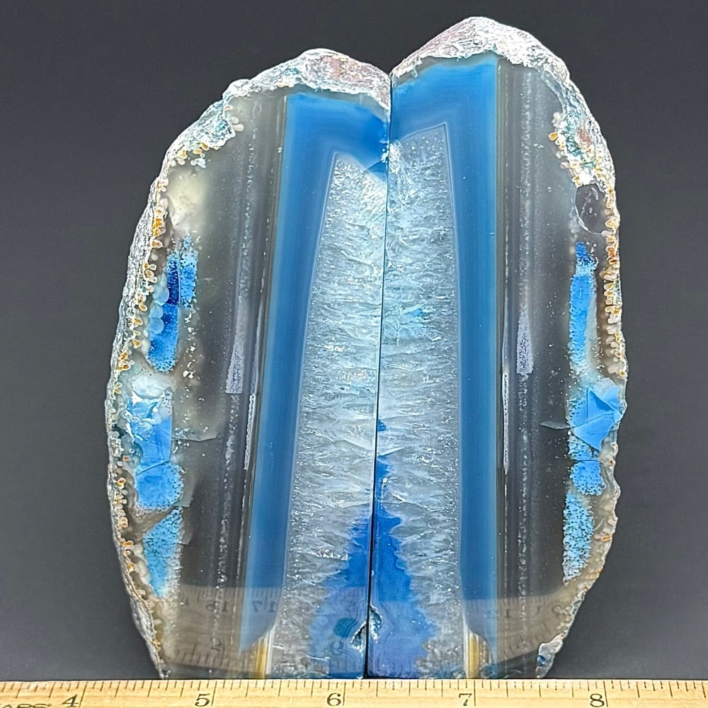 BK203 Blue Brazilian Agate Bookends - Image 4