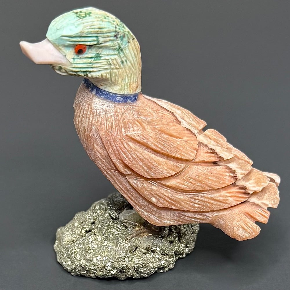 CV101 Soapstone Duck on Pyrite