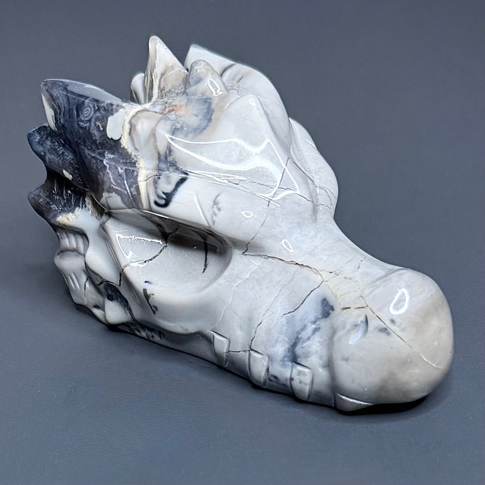 PR325 Volcano Agate Dragon Skull