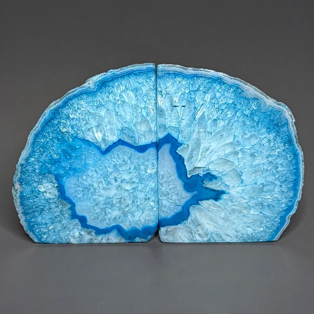 BK105 Teal Blue Brazilian Agate Bookends