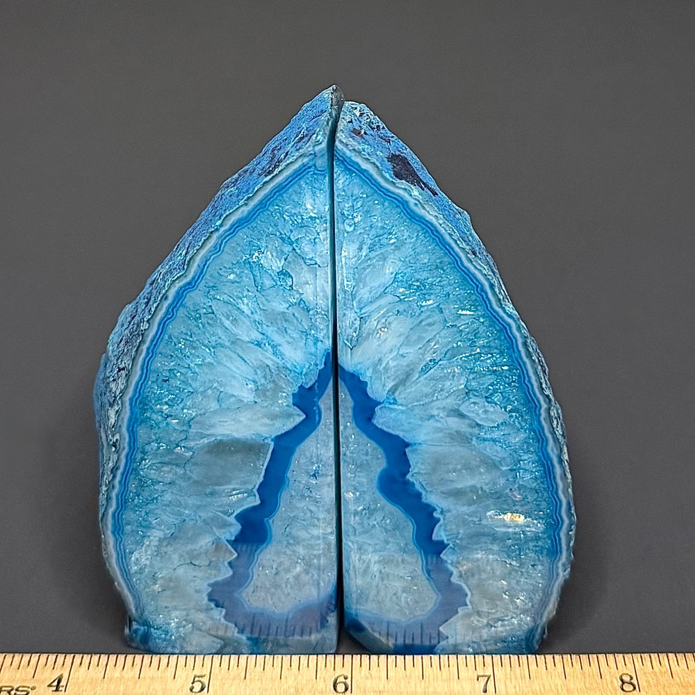 BK105 Teal Blue Brazilian Agate Bookends