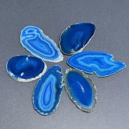 CL307 Set of 6 Mini XS Thin Blue Brazil Agate Slabs
