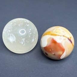 Chipped Calcite and Mookaite Sphere Set