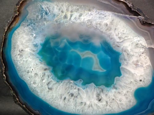 Teal (color enhanced) Brazilian Agate Geode slab