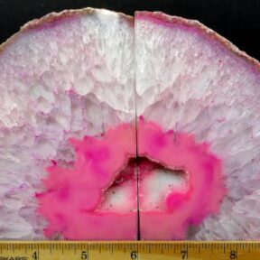 Pink (color enhanced) Agate Geode bookends