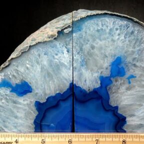 Blue (color enhanced) Brazilian Agate Geode bookends