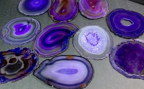 10 Purple (color enhanced) Brazilian Agate Slabs