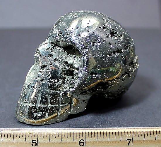 skull carving made from Peruvian Pyrite
