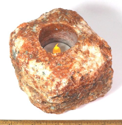 Tea Light Candle Holder made from Orange Calcite