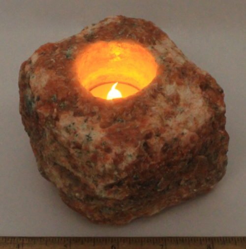 Tea Light Candle Holder made from Orange Calcite