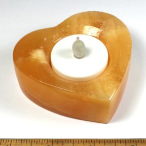 heart shaped Tea Light Candle Holder made from Orange Calcite