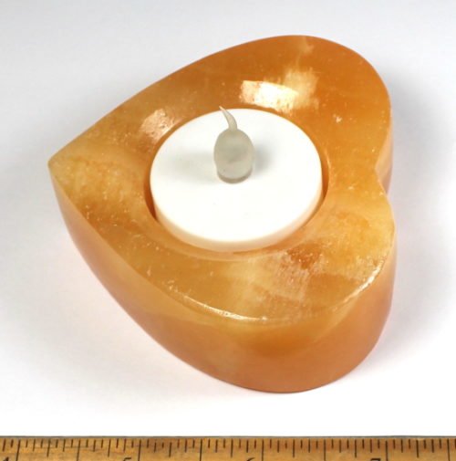 heart shaped Tea Light Candle Holder made from Orange Calcite
