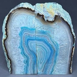 BK107 Teal Brazilian Agate Bookends