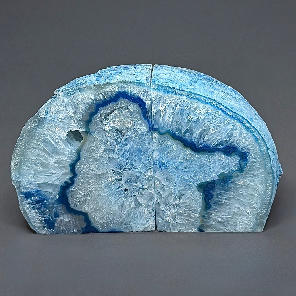 BK107 Blue Brazilian Agate Bookends