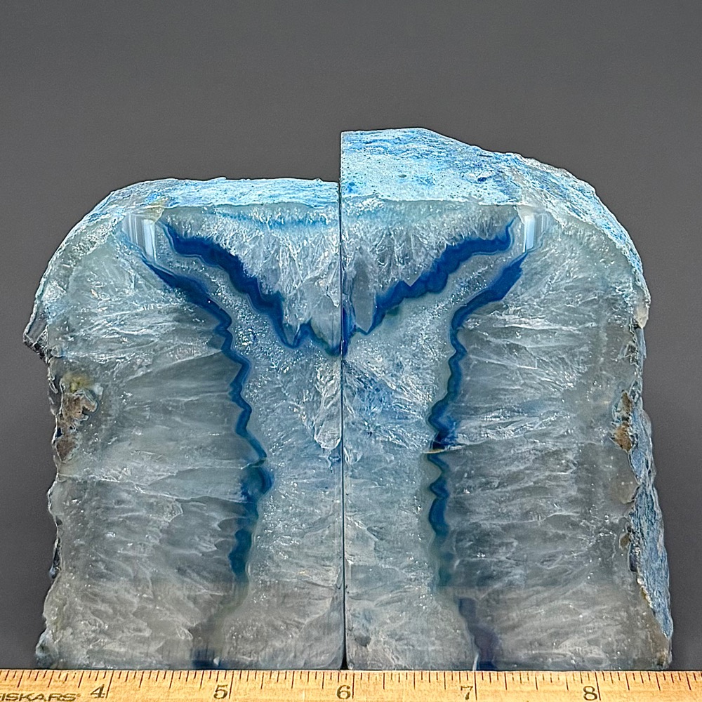 BK107 Blue Brazilian Agate Bookends - Image 3