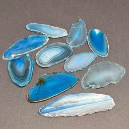 Teal/Blue Set of 10 Mini XS Thin Brazil Agate Slabs