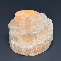 LT402 Peach Selenite Candle Holder