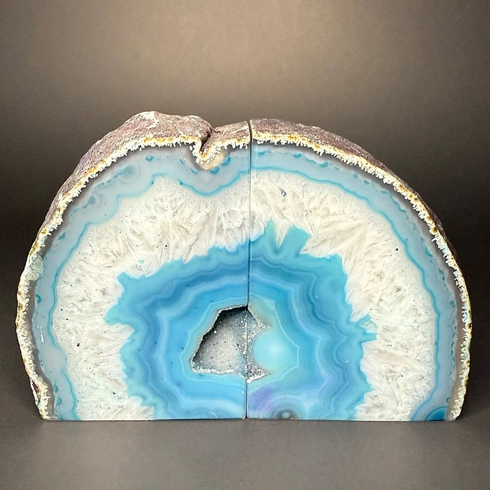 Teal Brazilian Agate Bookends