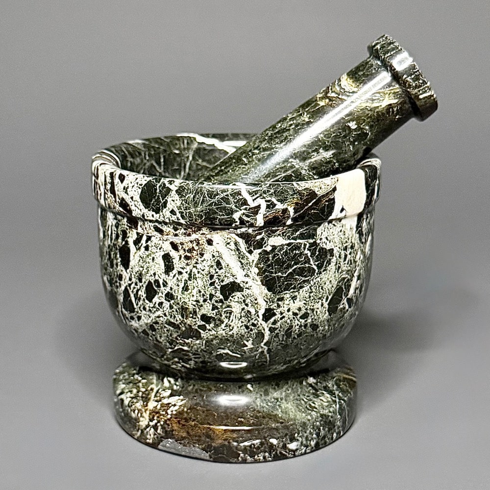 PR413 Zebra Marble Mortar and Pestle