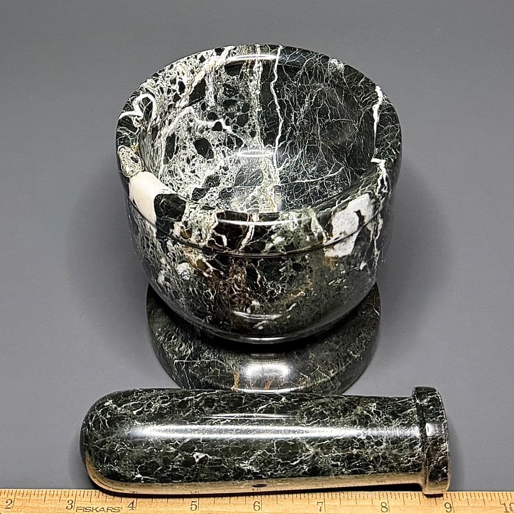 PR413 Zebra Marble Mortar and Pestle - Image 2