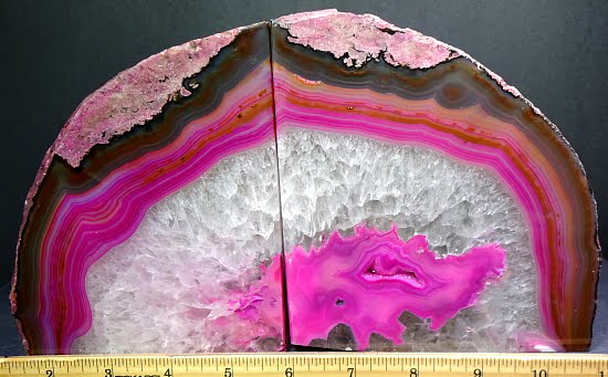 set of Pink (color enhanced) Brazilian Agate  bookends