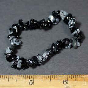 Snowflake Obsidian stretch bracelet with chip beads