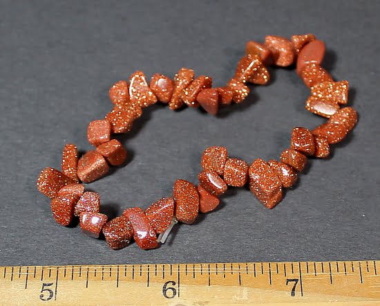 Goldstone stretch bracelet with chip beads