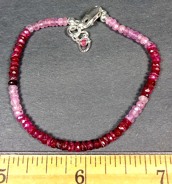 Ruby Waterfall Faceted Gemstone Bead Bracelet