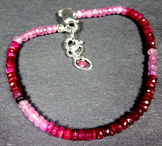 Ruby Waterfall Faceted Gemstone Bead Bracelet