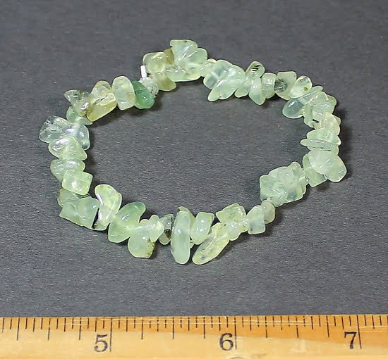 Prehnite stretch bracelet made with gemstone chip beads