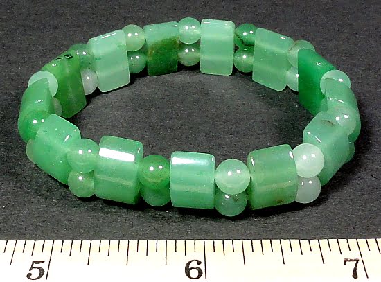 Green Aventurine stretch bracelet made with round and half circle gemstone beads