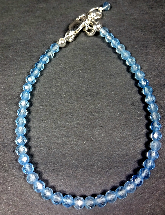 Blue Topaz Faceted Gemstone Bead Bracelet