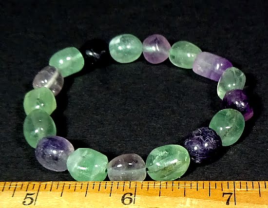 stretch bracelet with very pretty multi colored Fluorite beads