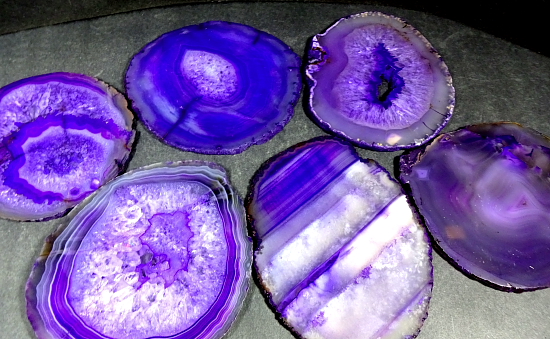 Set of 6 Purple Large Brazilian Agate Slabs