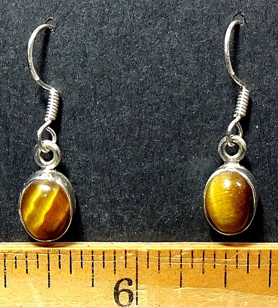 Tiger Eye Earrings mounted in a Sterling Silver setting