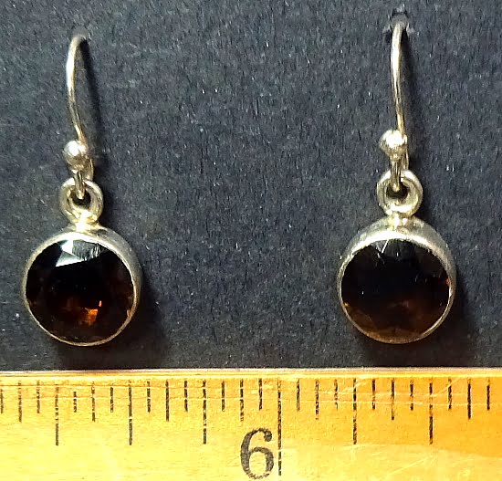 Smokey Quartz Earrings mounted in a Sterling Silver settingSmokey Quartz Earrings mounted in a Sterling Silver setting