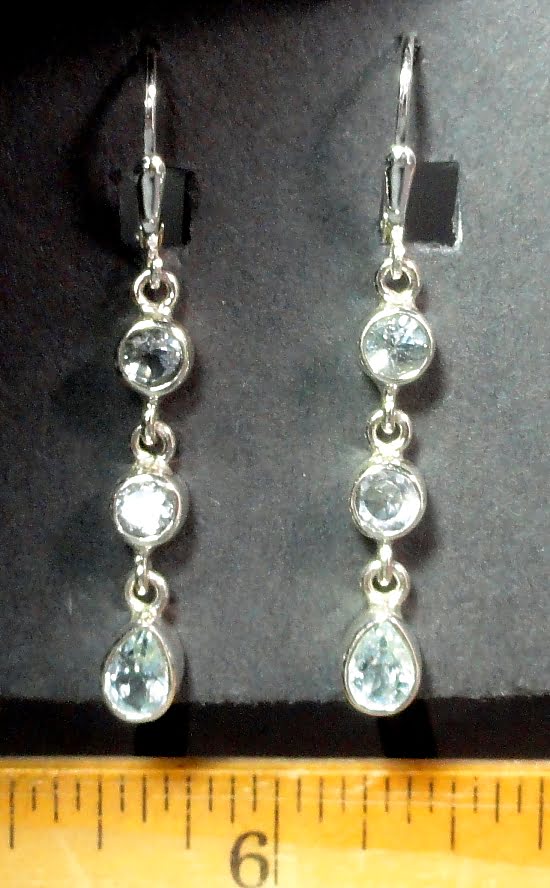 Aquamarine Amethyst Earrings mounted in a Sterling Silver setting
