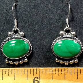 Malachite earrings mounted in a Sterling Silver setting