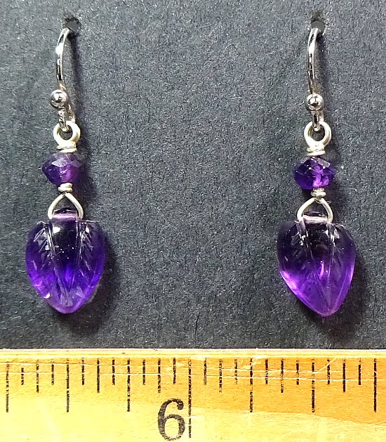earrings made from Amethyst