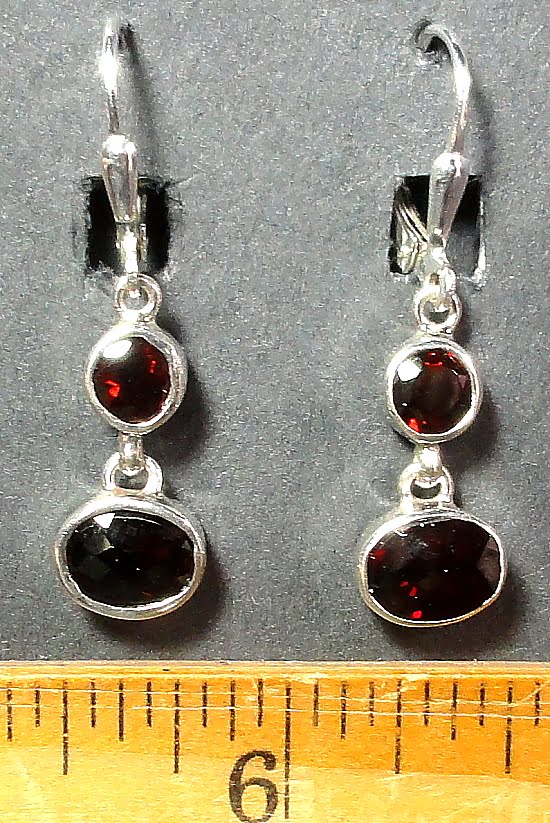 Garnet earrings mounted in a Sterling Silver setting