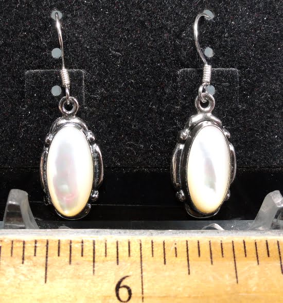 Mother-of-Pearl Earrings mounted in a Sterling Silver setting