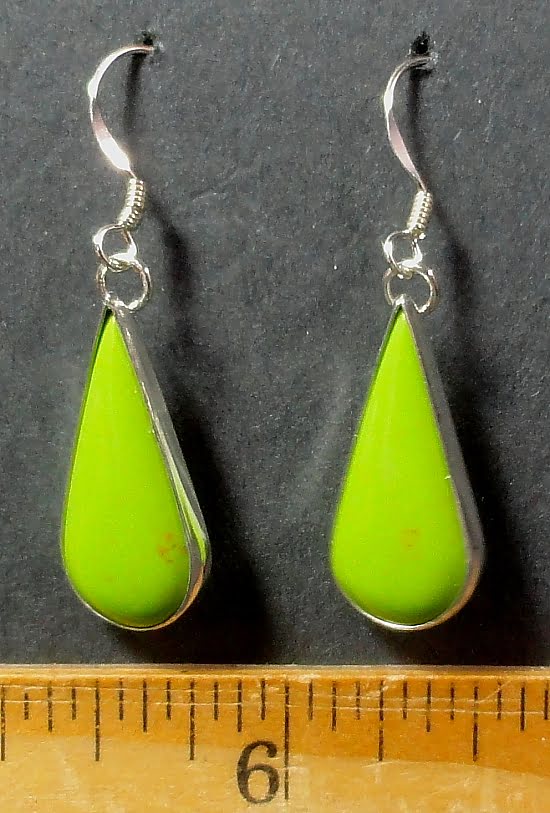 Faux Gaspeite Earrings mounted in a Sterling Silver setting