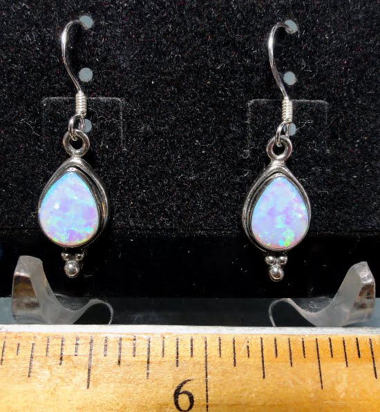 Gilson Opal (lab created) Earrings mounted in a Sterling Silver setting