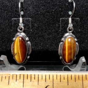 Tiger Eye Earrings mounted in a Sterling Silver setting