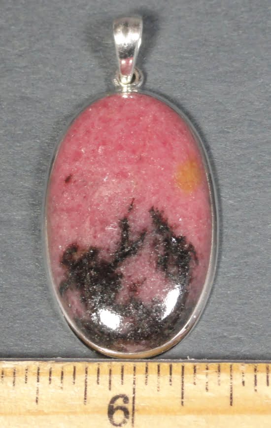 sterling Silver pendant with a 21 mm x 36mm  Rhodenite stone