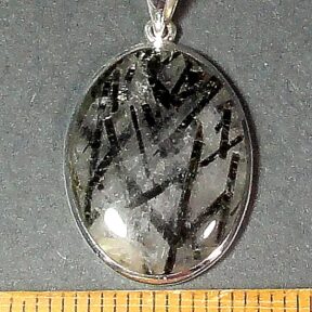 sterling Silver pendant with a 20mm x 28mm Tourmalated Quartz stone