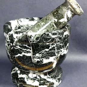 Zebra Marble Mortar and Pestle