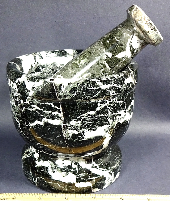 Zebra Marble Mortar and Pestle